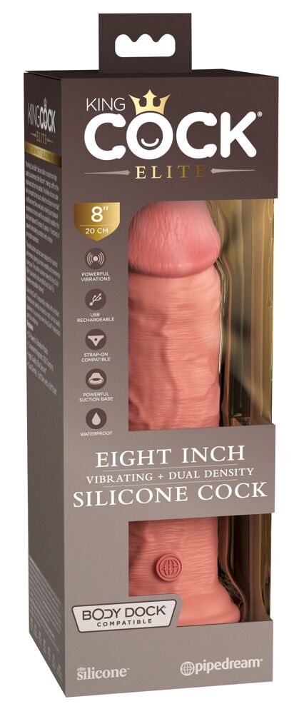 8" Vibrating + Dual Density Silicone Cock
